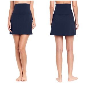 Land’s End Ultra High Waist Control swim skirt panty black size 10